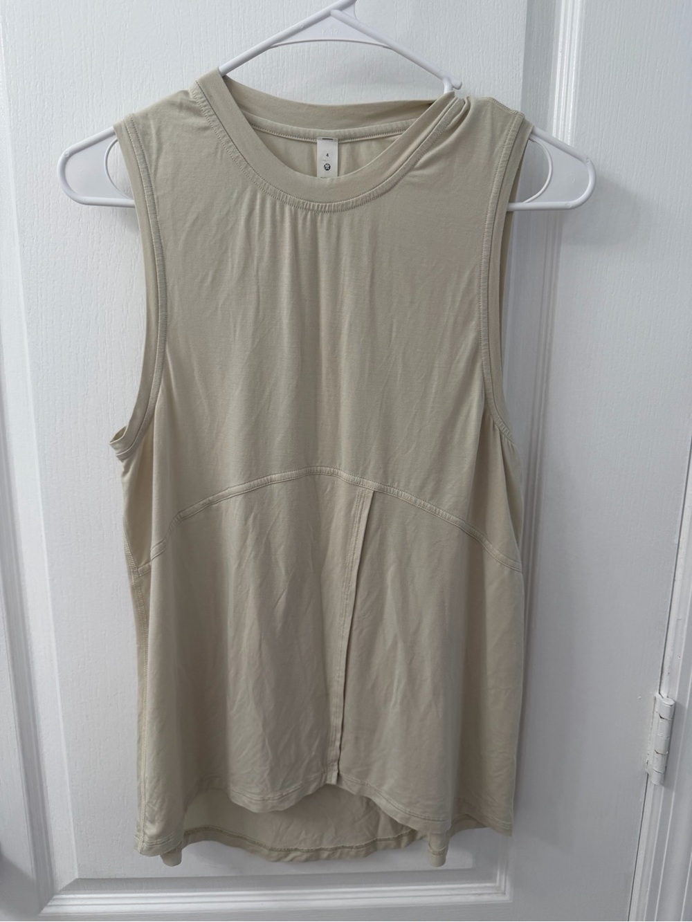 Lululemon Modal-Silk Blend Tie-Front Yoga Tank Top Natural Ivory (Size 4) - Picture 4 of 8